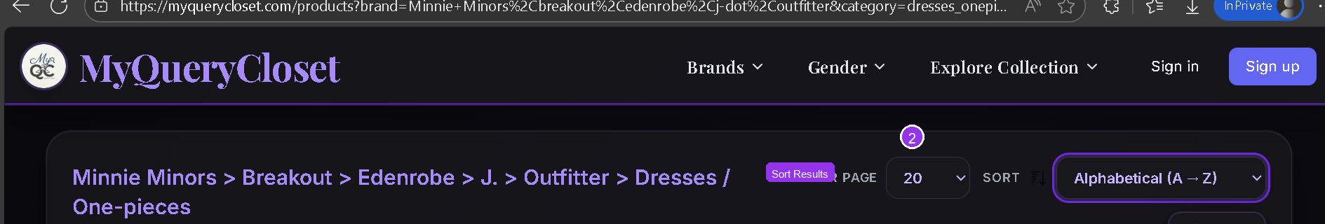 Sort dropdown showing sorting options